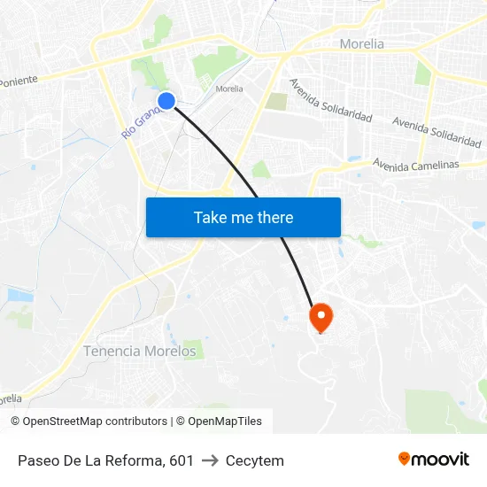 Paseo De La Reforma, 601 to Cecytem map
