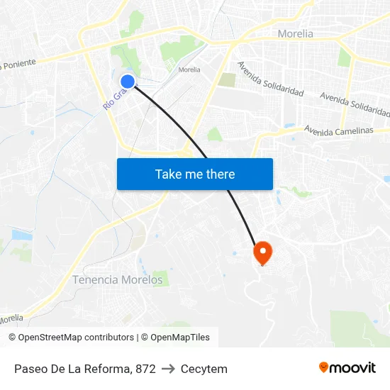 Paseo De La Reforma, 872 to Cecytem map