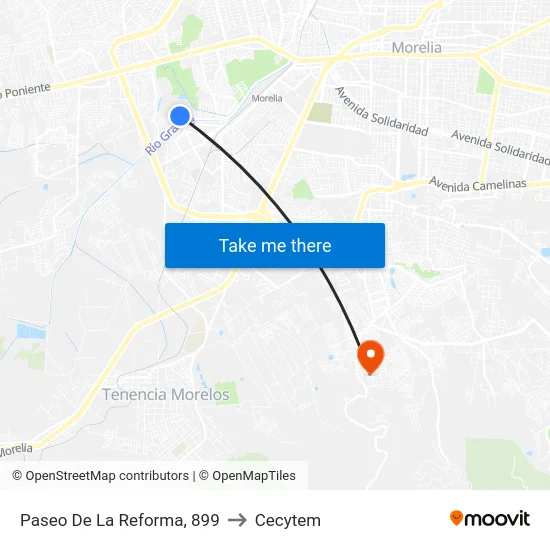 Paseo De La Reforma, 899 to Cecytem map