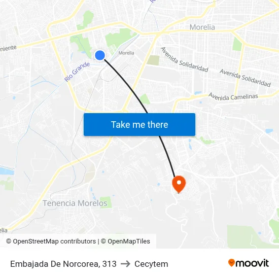 Embajada De Norcorea, 313 to Cecytem map