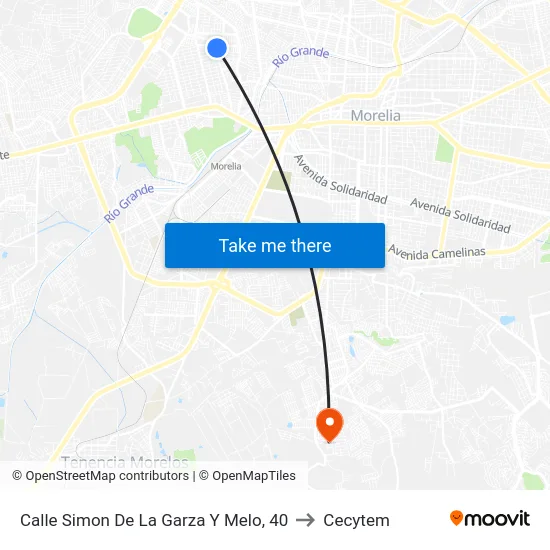 Calle Simon De La Garza Y Melo, 40 to Cecytem map
