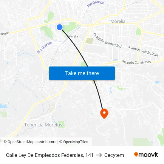 Calle Ley De Empleados Federales, 141 to Cecytem map