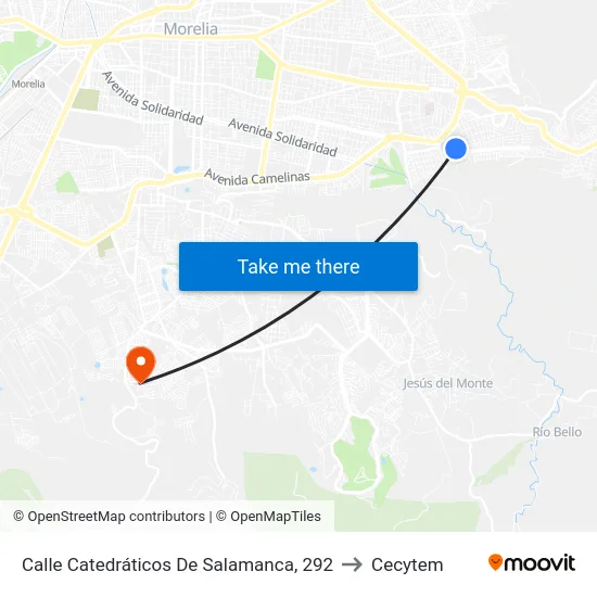 Calle Catedráticos De Salamanca, 292 to Cecytem map