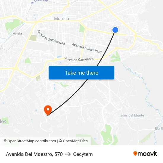 Avenida Del Maestro, 570 to Cecytem map