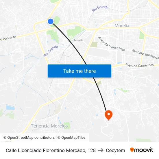 Calle Licenciado Florentino Mercado, 128 to Cecytem map