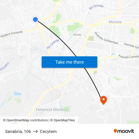 Sanabria, 106 to Cecytem map
