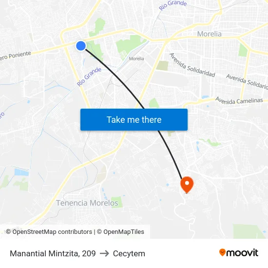 Manantial Mintzita, 209 to Cecytem map