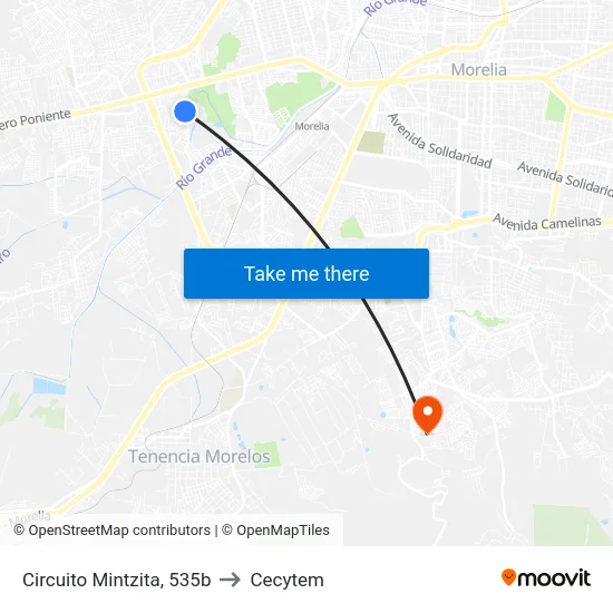 Circuito Mintzita, 535b to Cecytem map