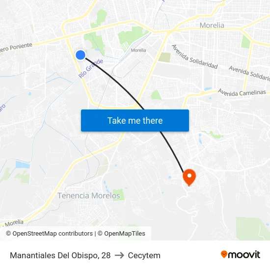 Manantiales Del Obispo, 28 to Cecytem map