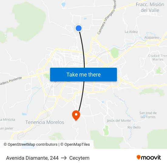 Avenida Diamante, 244 to Cecytem map