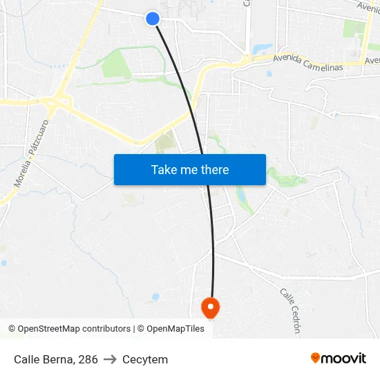 Calle Berna, 286 to Cecytem map