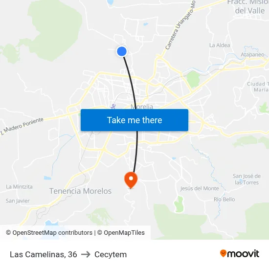 Las Camelinas, 36 to Cecytem map