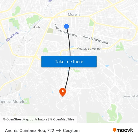 Andrés Quintana Roo, 722 to Cecytem map