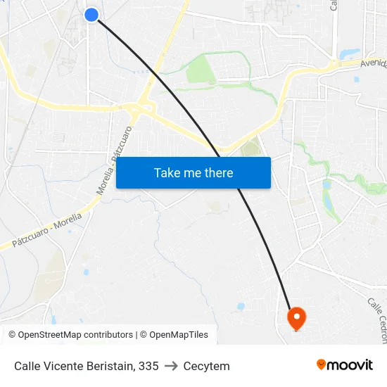 Calle Vicente Beristain, 335 to Cecytem map