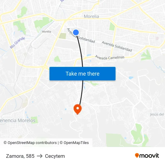 Zamora, 585 to Cecytem map