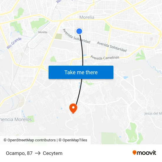 Ocampo, 87 to Cecytem map