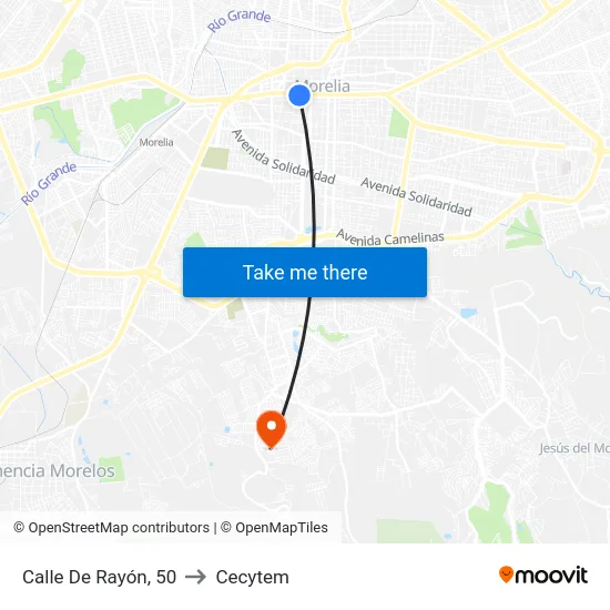 Calle De Rayón, 50 to Cecytem map