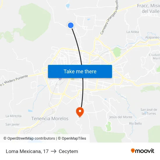 Loma Mexicana, 17 to Cecytem map