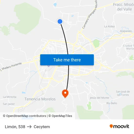 Limón, 538 to Cecytem map