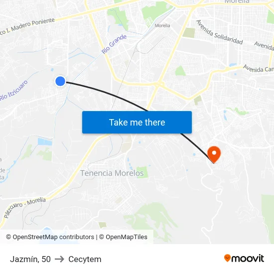 Jazmín, 50 to Cecytem map