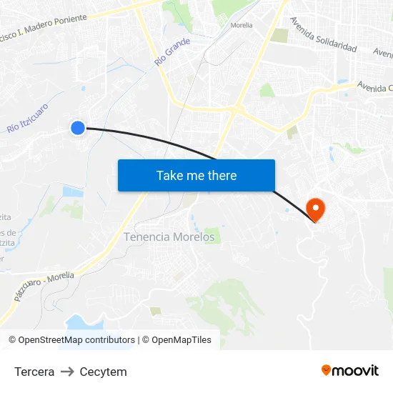 Tercera to Cecytem map