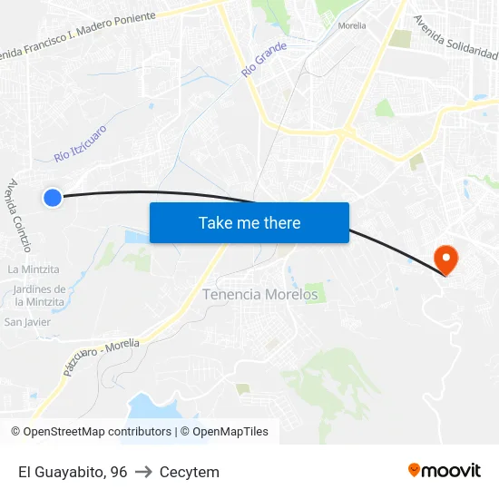 El Guayabito, 96 to Cecytem map