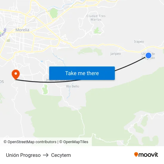 Unión Progreso to Cecytem map