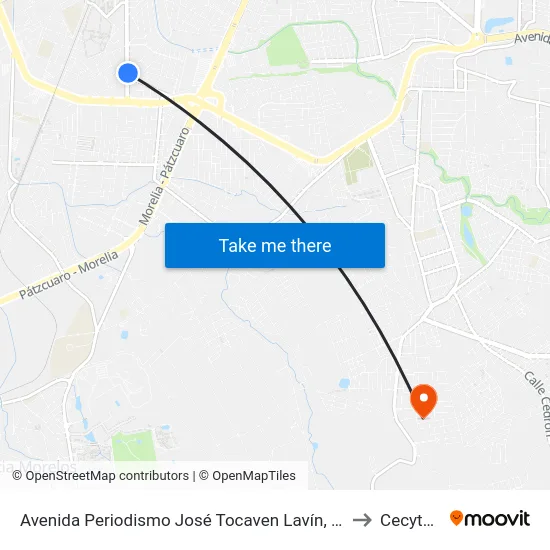 Avenida Periodismo José Tocaven Lavín, 2533 to Cecytem map