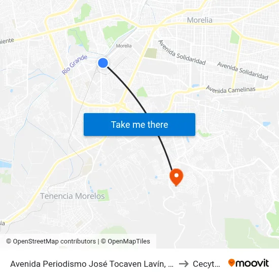 Avenida Periodismo José Tocaven Lavín, 1447 to Cecytem map