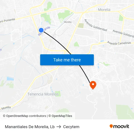 Manantiales De Morelia, Lb to Cecytem map
