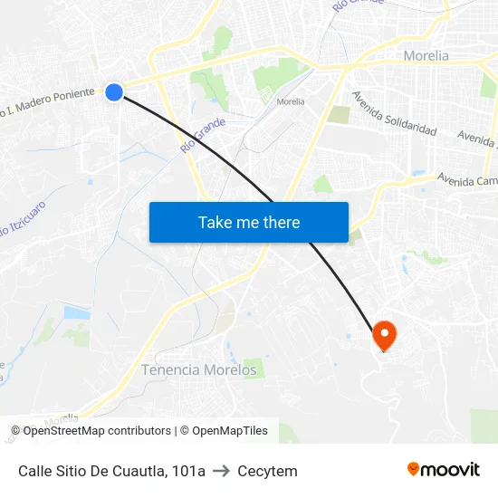 Calle Sitio De Cuautla, 101a to Cecytem map