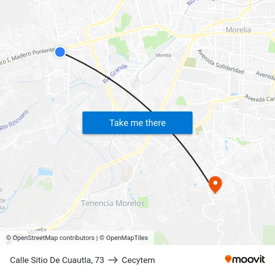 Calle Sitio De Cuautla, 73 to Cecytem map