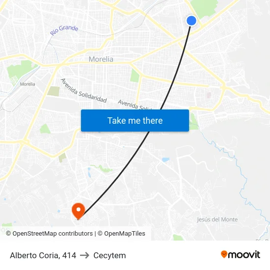 Alberto Coria, 414 to Cecytem map