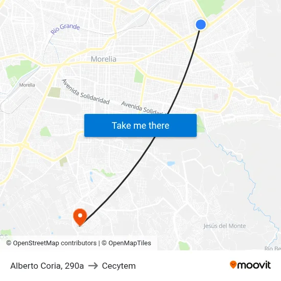Alberto Coria, 290a to Cecytem map