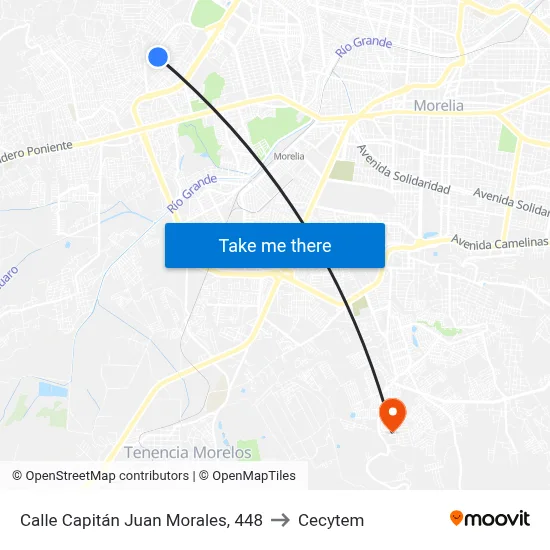Calle Capitán Juan Morales, 448 to Cecytem map