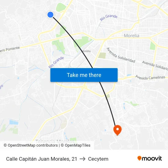 Calle Capitán Juan Morales, 21 to Cecytem map
