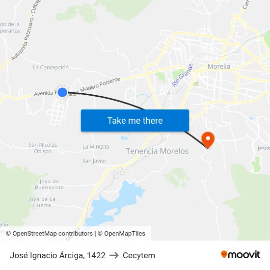 José Ignacio Árciga, 1422 to Cecytem map