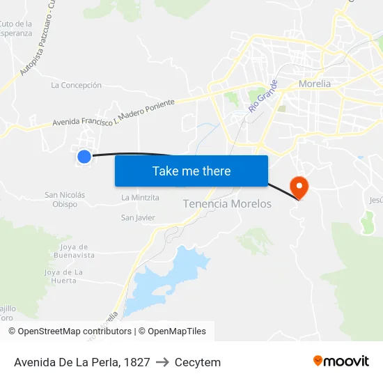 Avenida De La Perla, 1827 to Cecytem map