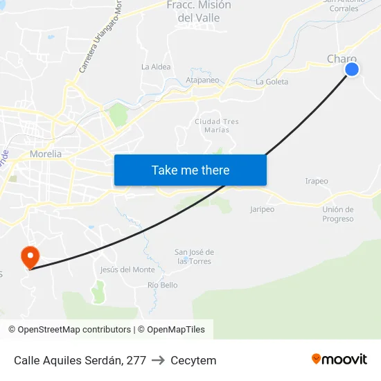 Calle Aquiles Serdán, 277 to Cecytem map