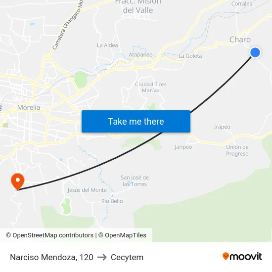 Narciso Mendoza, 120 to Cecytem map