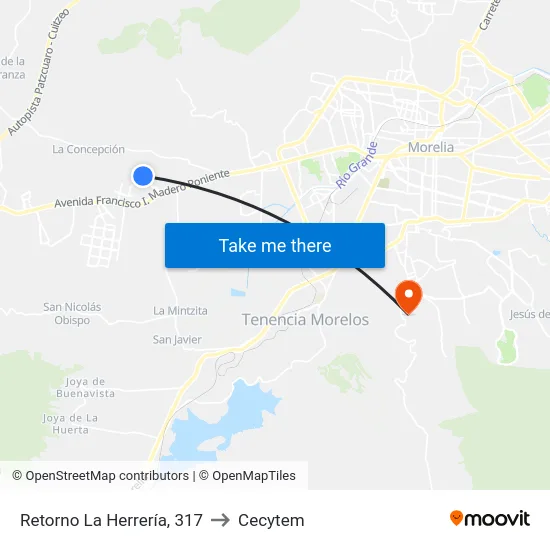 Retorno La Herrería, 317 to Cecytem map