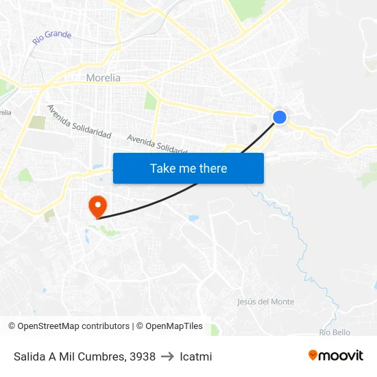 Salida A Mil Cumbres, 3938 to Icatmi map