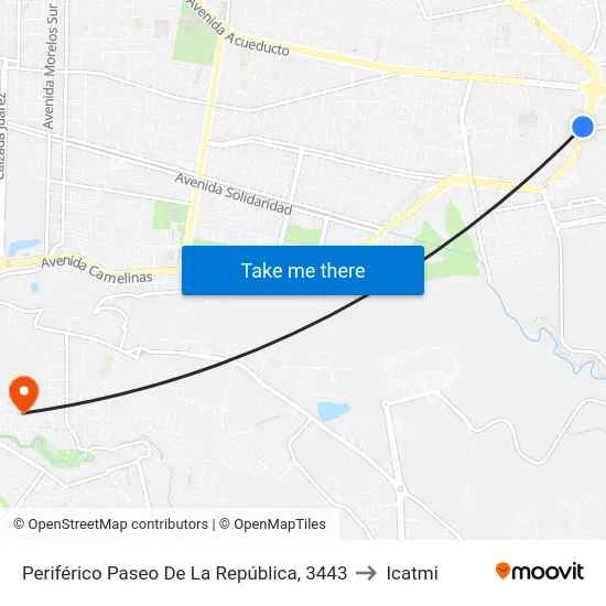 Periférico Paseo De La República, 3443 to Icatmi map