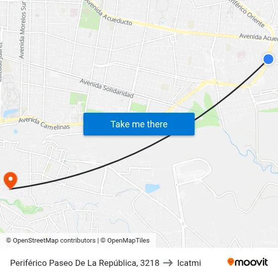 Periférico Paseo De La República, 3218 to Icatmi map