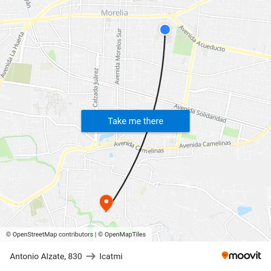 Antonio Alzate, 830 to Icatmi map