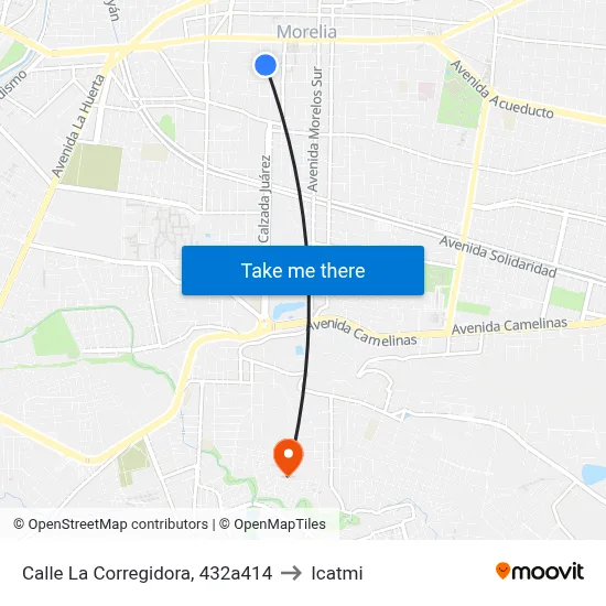 Calle La Corregidora, 432a414 to Icatmi map