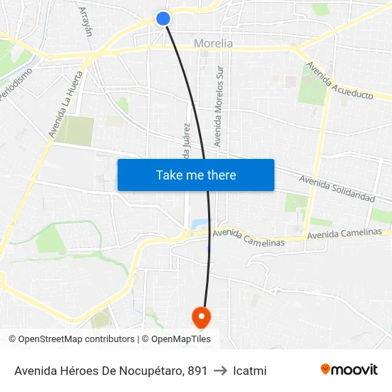 Avenida Héroes De Nocupétaro, 891 to Icatmi map