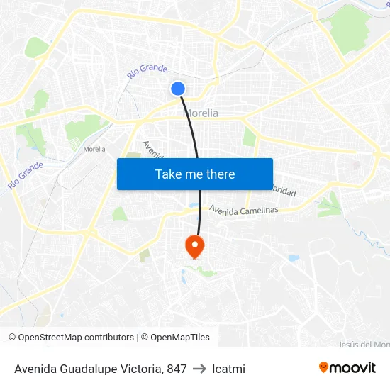 Avenida Guadalupe Victoria, 847 to Icatmi map