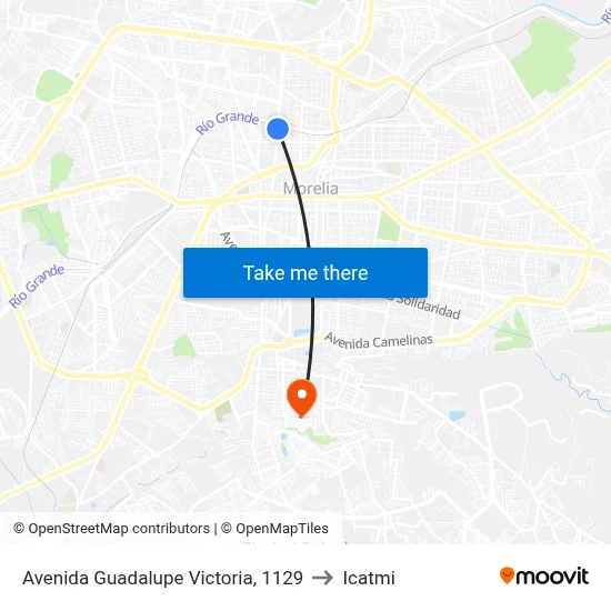 Avenida Guadalupe Victoria, 1129 to Icatmi map
