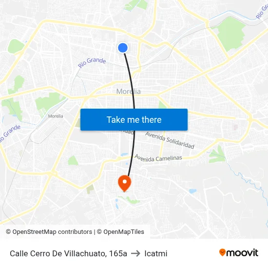 Calle Cerro De Villachuato, 165a to Icatmi map